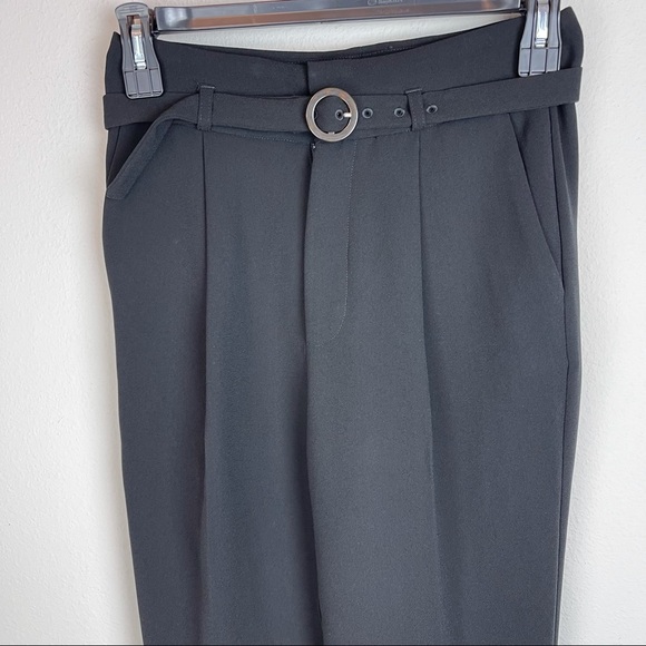 NWT Gibbon Latimer Black High Waist Self belted career pants Size 6 - Picture 4 of 13